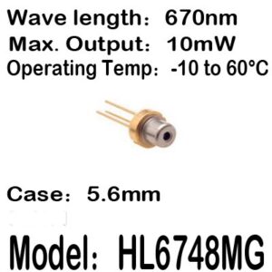 HL6748MG 670nm 10mW 5.6mm -10 to 60C operating temp Laser diode