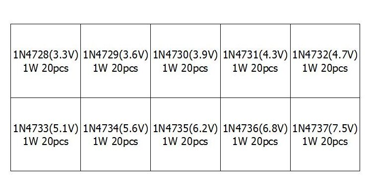 10 Values 200pcs (1N4728~1N4737) 1N4729 1N4730 1N4731 1N4732 1N4733 1N4734 1N4735 1N4736 Zener Diode Assortment Electronic Kit - Image 6