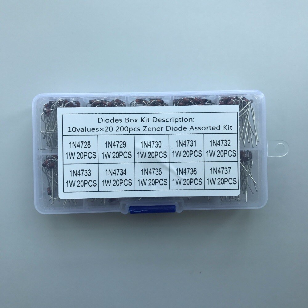 10 Values 200pcs (1N4728~1N4737) 1N4729 1N4730 1N4731 1N4732 1N4733 1N4734 1N4735 1N4736 Zener Diode Assortment Electronic Kit