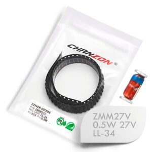 (100 Pcs) SMD Zener Diode 0.5W 27V ZMM27V ZMM27 LL-34 (SOD-80 MiniMELF / 1206) 0.5 Watt 27 Volt ZMM 27V