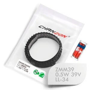 (100 Pcs) SMD Zener Diode 0.5W 39V ZMM39 ZMM39V LL-34 (SOD-80 MiniMELF / 1206) 0.5 Watt 39 Volt ZMM 39