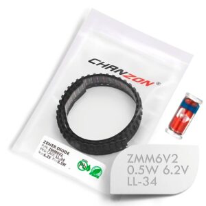 (100 Pcs) SMD Zener Diode 0.5W 6.2V ZMM6V2 LL-34 (SOD-80 MiniMELF / 1206) 0.5 Watt 6.2 Volt ZMM 6V2