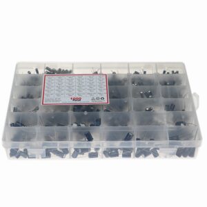 1000pcs 36 Values 0.1uF 50V-1000uF 16V Capacitors 4.7UF 10UF 22UF 33UF 47UF Electrolytic Capacitor Assortment Box Kit