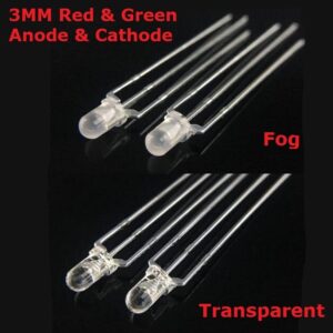 100PCS LED Diodes 3mm Bicolor RED & Green Clear 3 mm Light Emitting Diod Diodos Brightness Bi-color Common Cathode Diode F3 LED