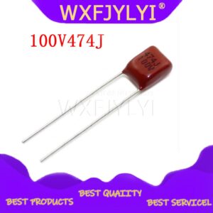 10PCS 100V474J 0.47UF 5% Pitch 5mm 470nf 474 100V CBB Polypropylene film capacitor