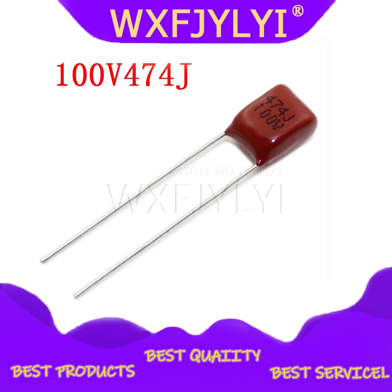10PCS 100V474J 0.47UF 5% Pitch 5mm 470nf 474 100V CBB Polypropylene film capacitor