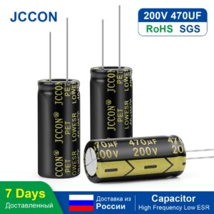 10Pcs JCCON Aluminum Electrolytic Capacitor 200V470UF 18x40 High Frequency Low ESR Low Resistance Capacitors