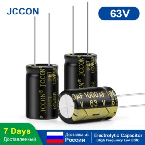 10Pcs JCCON Aluminum Electrolytic Capacitor 63V1000UF 16x25 High Frequency Low ESR Low Resistance Capacitors 1000UF