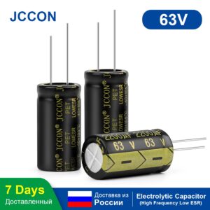 10Pcs JCCON Aluminum Electrolytic Capacitor 63V2200UF 18x35 High Frequency Low ESR Low Resistance Capacitors
