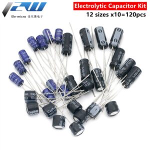 120pcs 1set of 120pcs 12 values 0.22UF-470UF Aluminum electrolytic capacitor assortment kit set pack