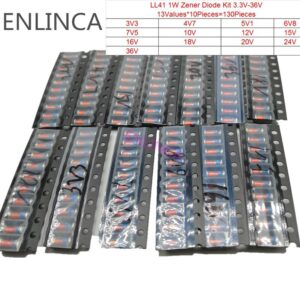 130pcs LL41 SMD Zener diode KIT 1W 3V3-36V 13 Values *10pcs= 130pcs ZM4728A ZM4732A ZM4733A ZM4737A ZM4740A ZM4742A