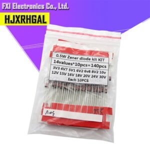 14values*10PCS=140PCS 0.5W regulator 3.3v-30v 1/2w Zener Diode component Assorted kit package new and original