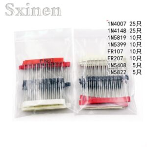 1N4148 1N4007 1N5819 1N5399 1N5408 1N5822 FR107 FR207,8values=100pcs,Electronic Components Package,Diode Assorted Kit