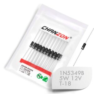 (20 Pcs) 1N5349B 1N5349 Power Zener Diode 5W 12V T-18 (CASE17-02) Axial 5 Watt 12 Volt IN 1N 5349B IN5349B