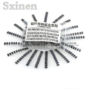 200pcs/lot SMD Diode Assorted Kit 20value*10PCS Contains SS110 SS220 SS210 SS310 SS510 SS16 SS26 SS34 SS36 ES1J ES1D M7 M4 US1M