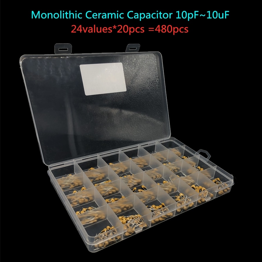 24values*20pcs =480pcs Monolithic Ceramic Capacitor 10pF~10uF,ceramic capacitor Assorted Kit BOX - Image 3