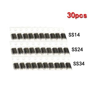 30pcs 3values x 10pcs SS14 SS24 SS34 SMD schottky zener diode Assorted kit