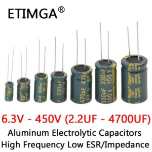 5-20pcs 6.3v 63v 100v 250v 400v 450v Low ESR High Frequency Aluminum Capacitor 47UF 100UF 220UF 330UF 470UF 680UF 1000UF 1500UF