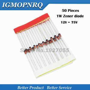 50PCS 1W Zener diode DO-41 12V 13V 15V 16V 18V 20V 22V 24V 27V 30V 33V 36V 39V 43V 47V 51V 75V 1N4753 1N4755 1N4756 1N4761
