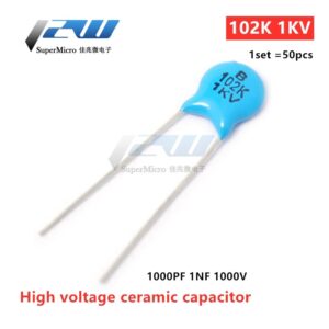 50pcs/lot High voltage ceramic chip capacitor 102K 1KV/102 1000PF 1nF 1000V
