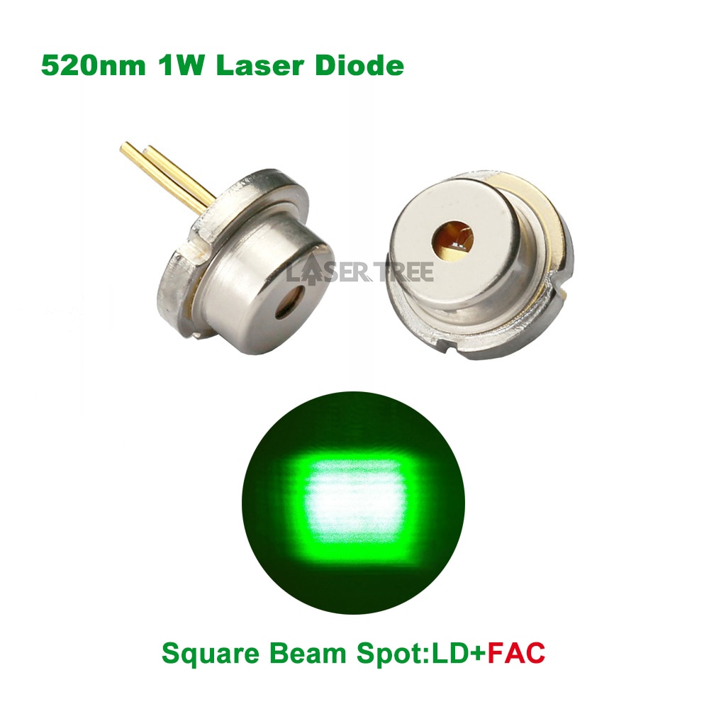 525nm/520nm 1W high power green laser diode with FAC compressed spot technology square beam spot
