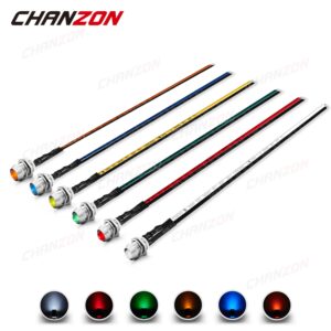 5mm Prewired LED Kit 12V Diffused Light Emitting Diode Indicator Lamp Bulb White Red Green Blue Yellow Orange With 8mm Holder