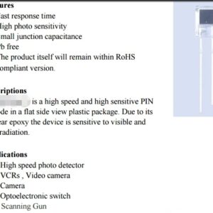 5mm Side View silicon pin photodiode Fast response time High photo sensitivity High speed photo detector for Data transmission