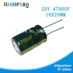 5pcs 25V4700UF 16 * 25mm 4700UF 25V 16x25 25v4700 16 * 25 Aluminum Electrolytic Capacitors