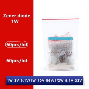 60pcs/lot 1W Zener diode package 3V-9.1V/10V-56V commonly used Zener diode 3V 3.3V 5.1V 5.6V 6.8V 8.2V 9.1V 10 12 13 18 20 24V