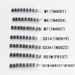 7 kinds*10pcs=70pcs/lot SMD diode package / M1 (1N4001) / M4 (1N4004) / M7 (1N4007)/ SS14 US1M RS1M SS34 KIT