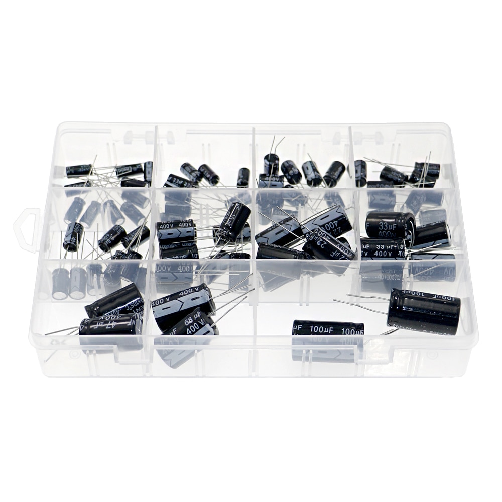 78pcs 11 Values 1uF -100uF 400V High Voltage Aluminum Electrolytic Capacitor Assortment Box Kit - Image 2