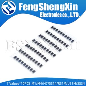 7values*10pcs KIT schottky diode set kit pack package SMD M1 1N4001 M4 1N4004 M7 1N4007 SS14 US1M RS1M SS34