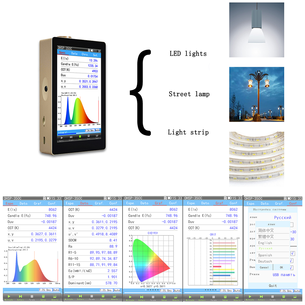 CCT CRI OHSP350C 380-780nm Portable Spectrometer