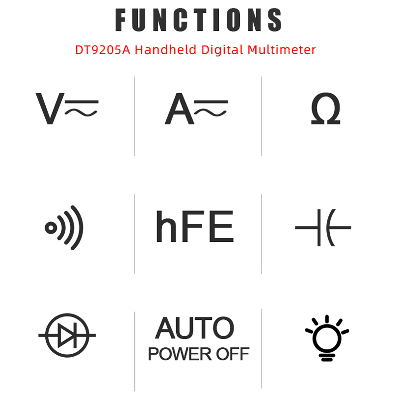 DT9205A Professional Digital Multimeter Tester Manual Range Voltage Current Meter Handheld Automotive Multimeter for Beginner - Image 2
