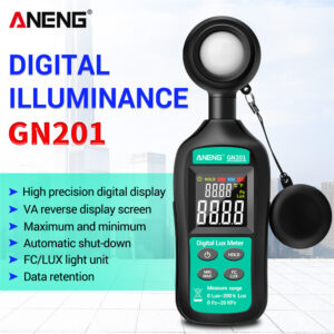 Digital Lux Meter 0-20,0000 Lux Illuminance LCD Display Handheld Illuminometer Light Meter Photometer Spectrum Analyzer Tester