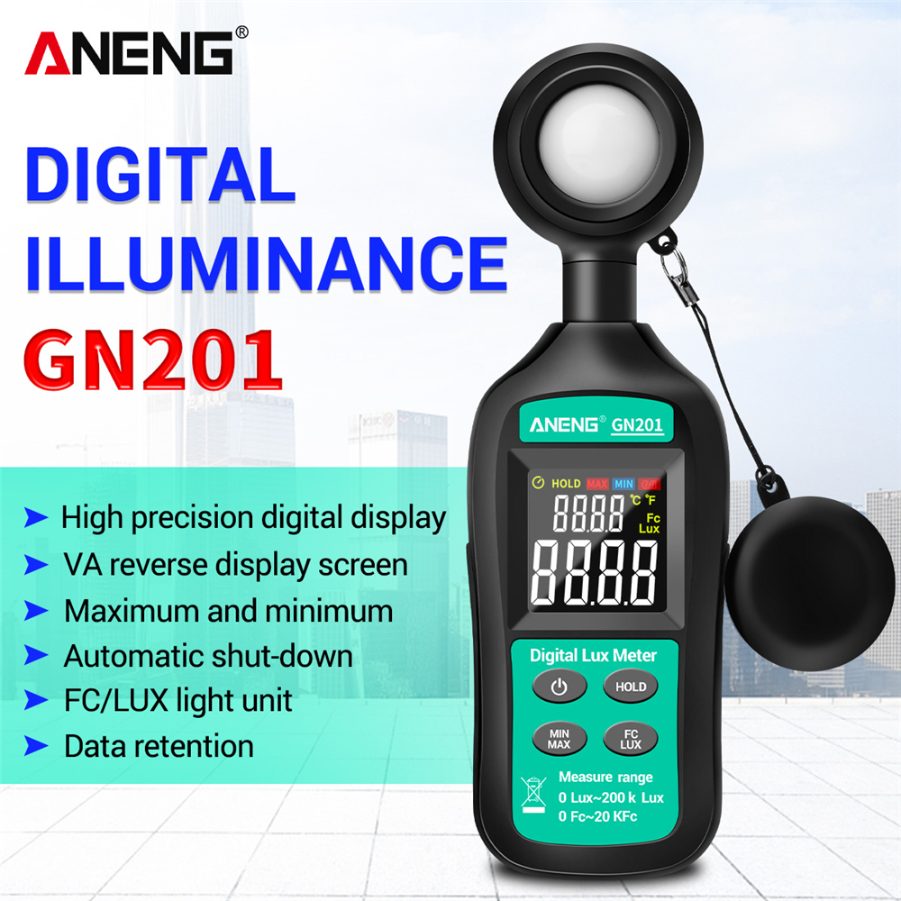 Digital Lux Meter 0-20,0000 Lux Illuminance LCD Display Handheld Illuminometer Light Meter Photometer Spectrum Analyzer Tester