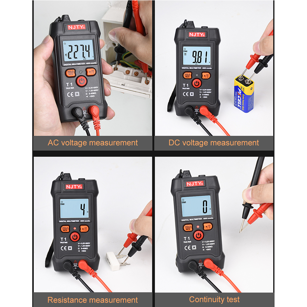 Electric Multimeter T1 Pocket Smart Mini Multimeter Digital Automotive Tester TrueRMS NCV 600VAC DC Voltage Tester Portable - Image 3
