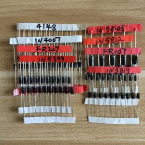 Electronic Components Package,Diode Assorted Kit 1N4148 1N4007 1N5819 1N5399 1N5408 1N5822 FR107 FR207,8 value=100pcs
