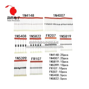 Fast Switching Schottky Diode kit set 1N4148 1N4007 1N5819 1N5399 1N5408 1N5822 FR107 FR207 8values=100pcs Electronic Components