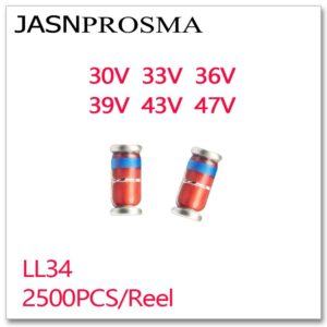 JASNPROSMA 2500PCS LL34 30V 33V 36V 39V 43V 47V 1/2W SMD 1206 RoHS Silicon Planar Zener Diodes High quality