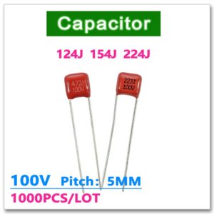 JASNPROSMA CBB pitch 5MM 100V 1000PCS 120NF 150NF 220NF 124J 154J 224J 0.22UF 0.15UF 0.12UF DIP capacitor CBB21 CBB22