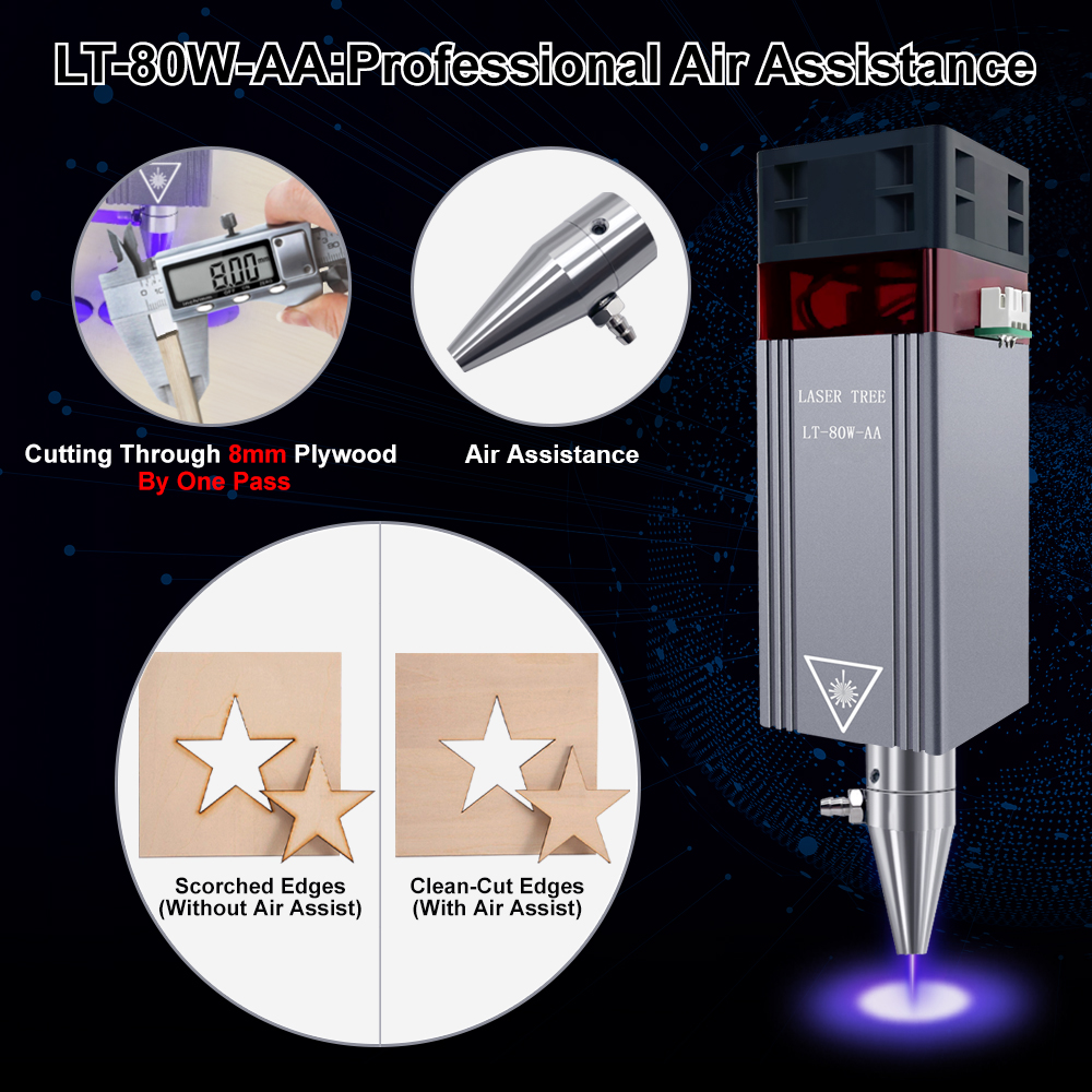 LASER TREE 80W/40W/30W/20W/7W Laser Head For Engraver Wood Cutting CNC DIY Laser Tool Blue Light Laser Module - Image 6