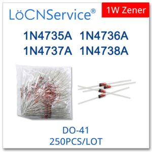 LoCNService 250PCS 1W DO41 1N4735A 1N4736A 1N4737A 1N4738A 6.2V 6.8V 7.5V 8.2V Silicon Planar Power Zener Diodes High quality