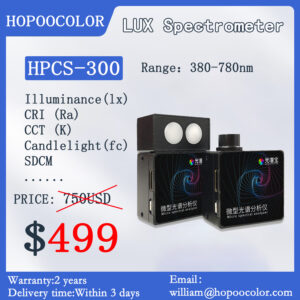 Lux spectrometer HPCS300 handheld spectrometer for Led Light Test meter Color temperature meter Color rendering index