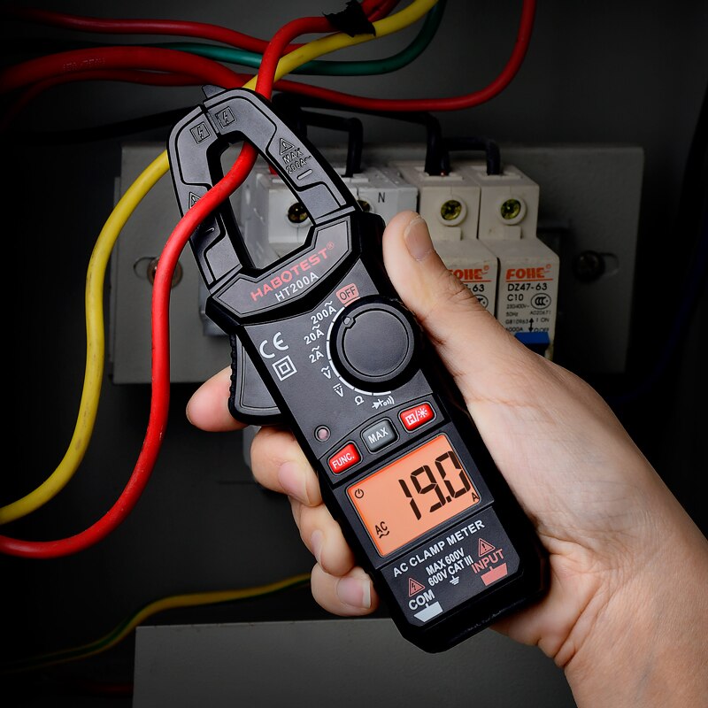 Mini DC Current Clamps T-RMS Digital Clamp Meter Auto Range AC Pinza Amperometrica Ohm Diode Capacitor Tester HT200 Clipon Meter - Image 2
