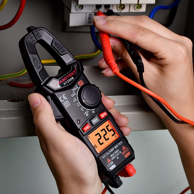 Mini DC Current Clamps T-RMS Digital Clamp Meter Auto Range AC Pinza Amperometrica Ohm Diode Capacitor Tester HT200 Clipon Meter - Image 3