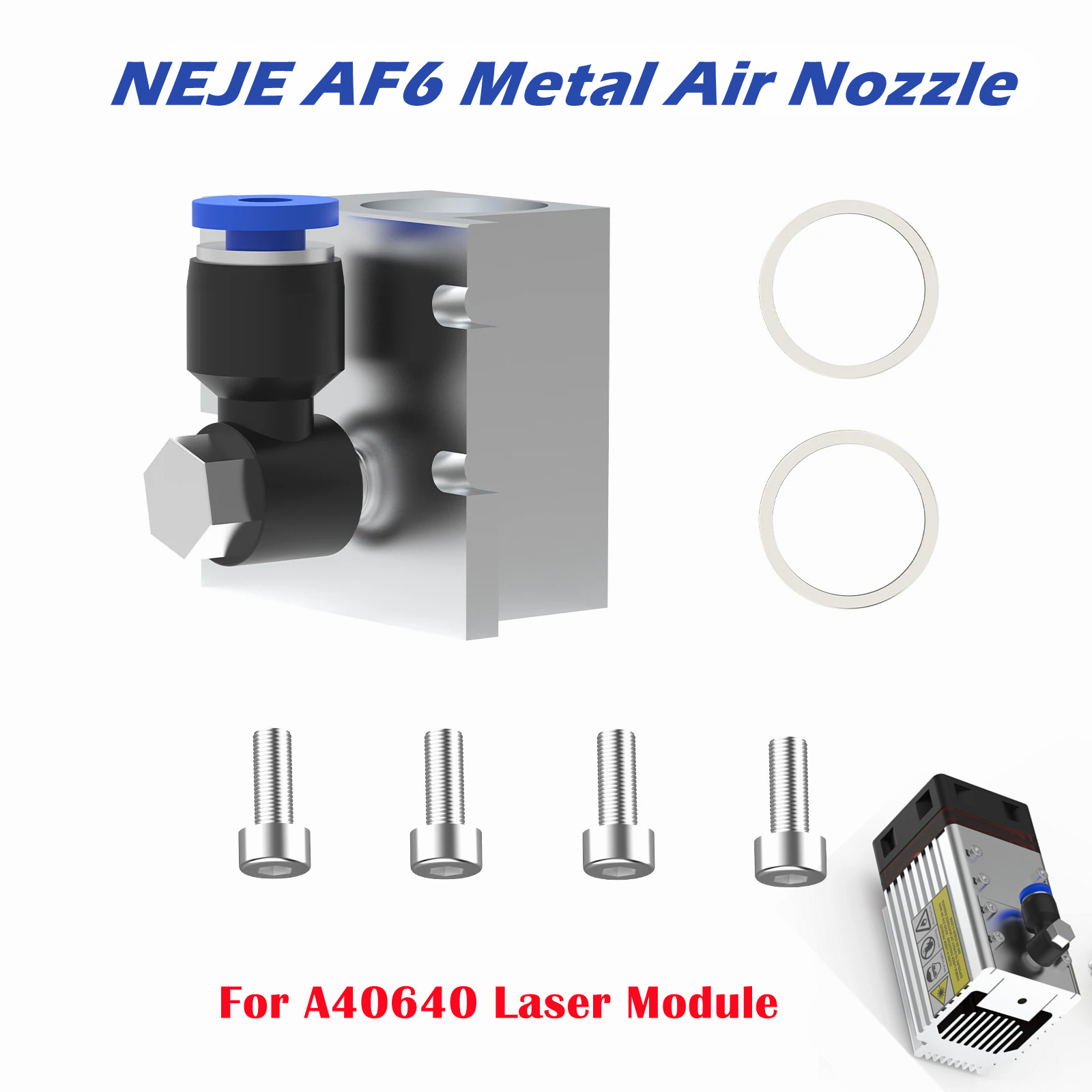 NEJE AF-6 / KF-8 CNC Metal Air Nozzle for NEJE A40640/A40630/N40630 Laser Module High Pressure Max 1.5Mpa