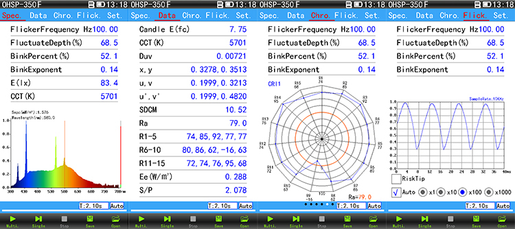OHSP350F 380-780nm Portable Spectrometer Flicker Tester Flicker Percent(%) - Image 4
