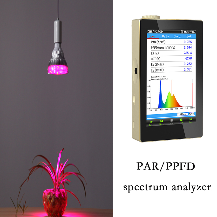 OHSP350P Light Spectrometer PPFD PAR Meter umol/m2/s Light Wavelength Meter