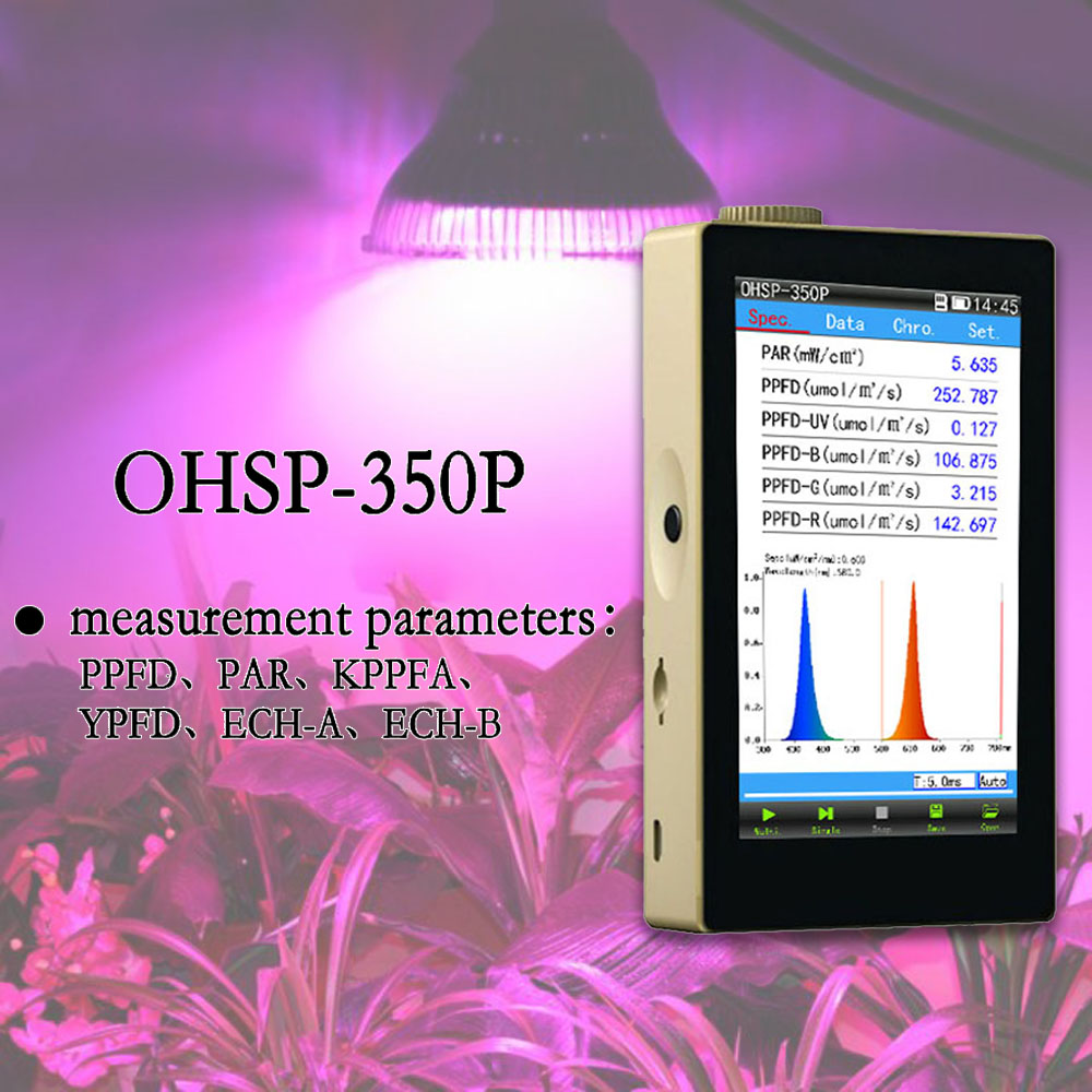 PAR Meter (mW/cm2) PPFD Meter (Umol/m2/s) Plant Lighting Analyzer OHSP350P Led Spectrometer Grow Light Tester - Image 4
